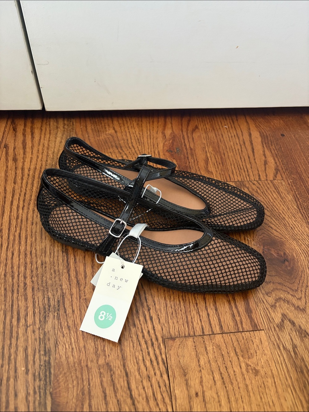 A New Day Black Issa Mesh Mary Jane Flats Size 8.5 New with Tags